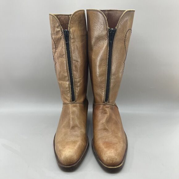 Eurosuole Western Front Zip Up Boots Men Size 9 US, 42 EU Brown Leather Cushion - Picture 2 of 11